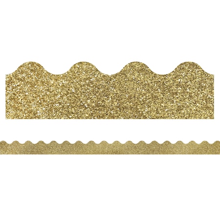 Carson Dellosa Sparkle + Shine Gold Glitter Scalloped Borders, 39 Feet/Pack, PK6 108319